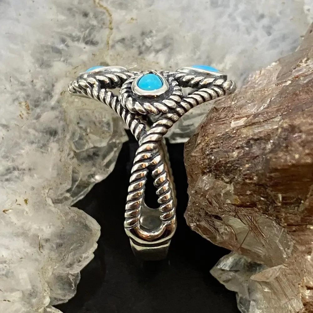 Carolyn Pollack Sterling 4 Sleeping Beauty Turquoise Decorated Cluster Ring